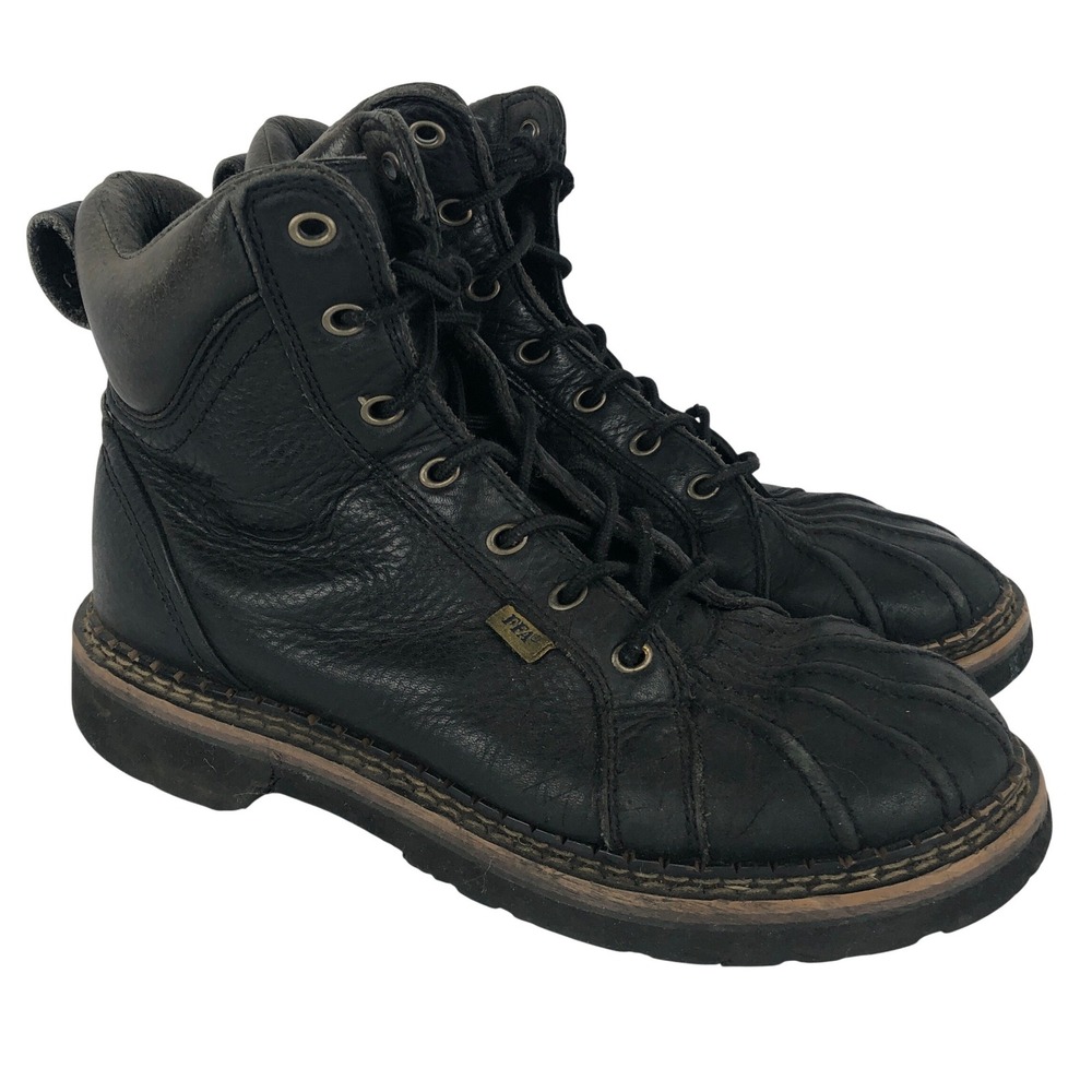 JUSTIN FFA Leather Shell Toe Work Boots Stock 968 Men's 8.5 M Black Utility